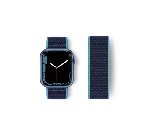 Apple Watch 38mm Hasırlı Cırtcırtlı Kordon - Mavi-Lacivert