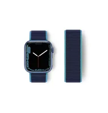 Apple Watch 38mm Hasırlı Cırtcırtlı Kordon - Mavi-Lacivert