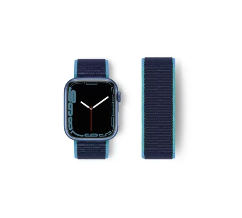 Apple Watch 38mm Hasırlı Cırtcırtlı Kordon - Mavi-Lacivert
