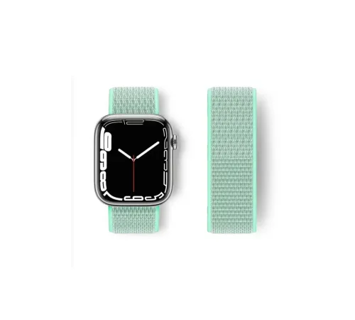 Apple Watch 38mm Hasırlı Cırtcırtlı Kordon - Turkuaz