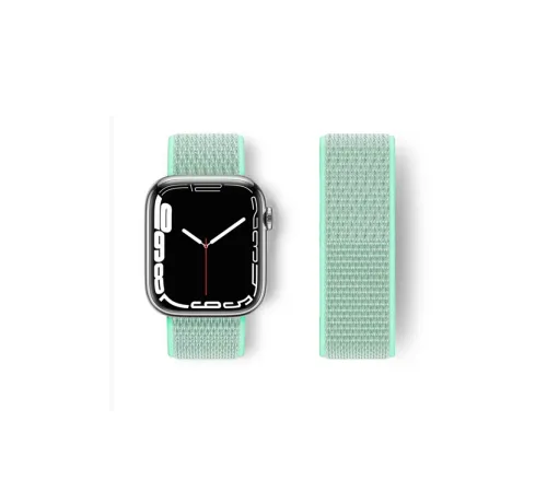 Apple Watch 38mm Hasırlı Cırtcırtlı Kordon - Turkuaz