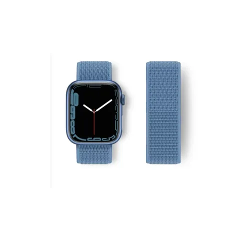 Apple Watch 38mm Hasırlı Cırtcırtlı Kordon - Mavi
