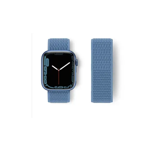 Apple Watch 38mm Hasırlı Cırtcırtlı Kordon - Mavi