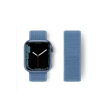 Apple Watch 38mm Hasırlı Cırtcırtlı Kordon - Mavi