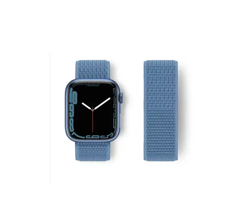 Apple Watch 38mm Hasırlı Cırtcırtlı Kordon - Mavi