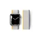 Apple Watch 38mm Hasırlı Cırtcırtlı Kordon - Sarı-Beyaz
