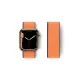 Apple Watch 38mm Hasırlı Cırtcırtlı Kordon - Lacivert-Turuncu