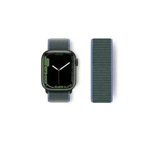 Apple Watch 38mm Hasırlı Cırtcırtlı Kordon - Mavi-Yeşil