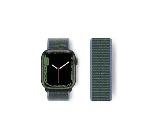 Apple Watch 38mm Hasırlı Cırtcırtlı Kordon - Mavi-Yeşil