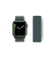 Apple Watch 38mm Hasırlı Cırtcırtlı Kordon - Mavi-Yeşil