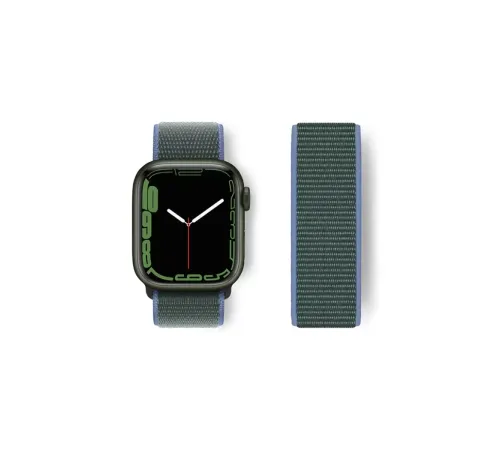 Apple Watch 38mm Hasırlı Cırtcırtlı Kordon - Mavi-Yeşil