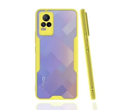 Vivo V21e Kılıf Platin Silikon - Sarı