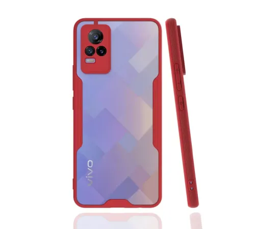 Vivo V21e Kılıf Platin Silikon - Kırmızı