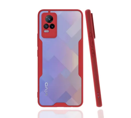 Vivo V21e Kılıf Platin Silikon - Kırmızı