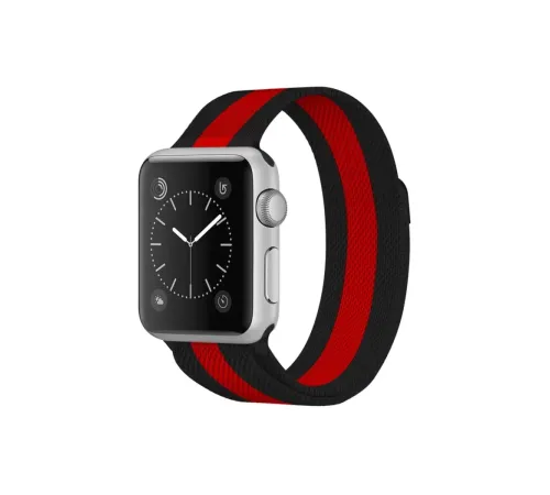 Apple Watch 38mm Metal Mıknatıslı Kordon - Siyah-Kırmızı