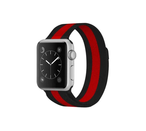 Apple Watch 38mm Metal Mıknatıslı Kordon - Siyah-Kırmızı
