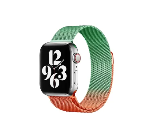 Apple Watch 38mm Metal Mıknatıslı Kordon - Turuncu-Yeşil