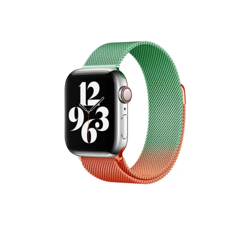 Apple Watch 38mm Metal Mıknatıslı Kordon - Turuncu-Yeşil