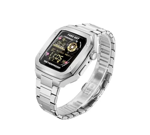 Apple Watch 44mm Metal Petek Kasalı Kordon - Siyah