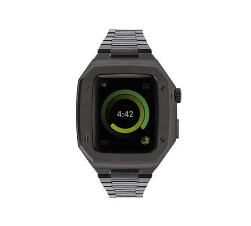Apple Watch 44mm Metal Petek Kasalı Kordon - Siyah