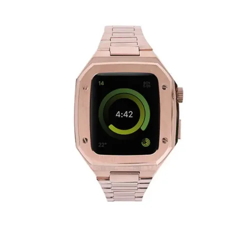 Apple Watch 44mm Metal Petek Kasalı Kordon - Rose Gold