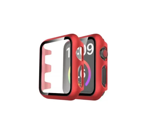 Apple Watch 38mm Camlı Kasa Ekran Koruyucu - Kırmızı