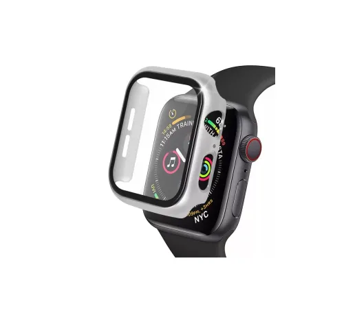 Apple Watch 40mm Camlı Kasa Ekran Koruyucu - Gümüş