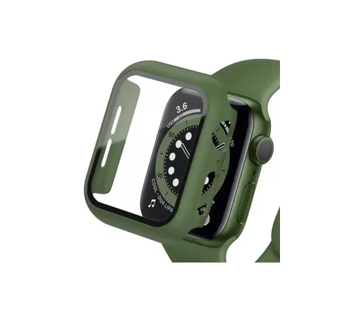 Apple Watch 40mm Camlı Kasa Ekran Koruyucu - Koyu Yeşil