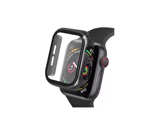Apple Watch 41mm Camlı Kasa Ekran Koruyucu - Siyah