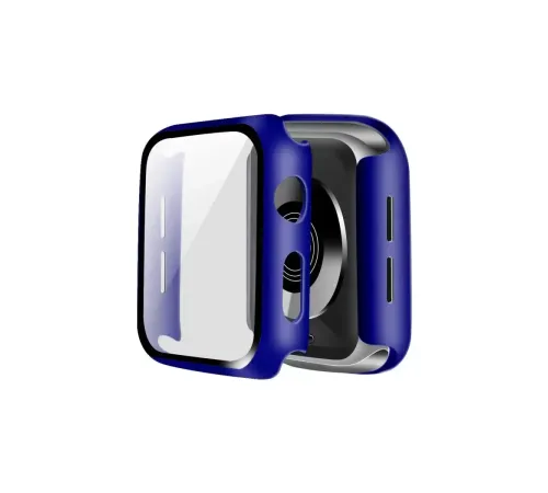 Apple Watch 45mm Camlı Kasa Ekran Koruyucu - Lacivert