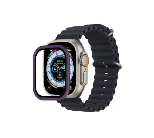 Apple Watch Ultra 49mm Alüminyum Kasa Cam Ekran Koruyucu - Mor