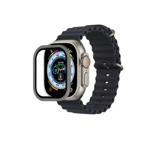 Apple Watch Ultra 49mm Alüminyum Kasa Cam Ekran Koruyucu - Gri
