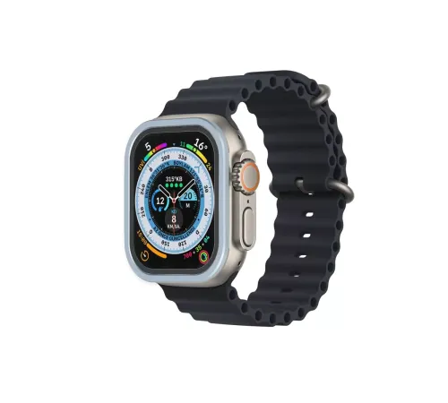 Apple Watch Ultra 49mm Alüminyum Kasa Cam Ekran Koruyucu - Mavi