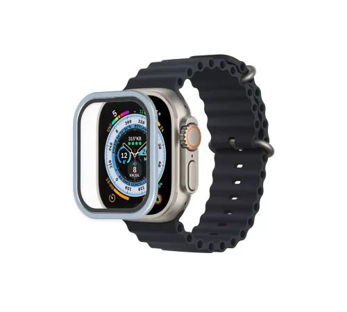 Apple Watch Ultra 49mm Alüminyum Kasa Cam Ekran Koruyucu - Mavi
