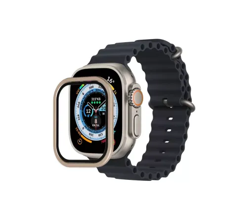 Apple Watch Ultra 49mm Alüminyum Kasa Cam Ekran Koruyucu - Gold