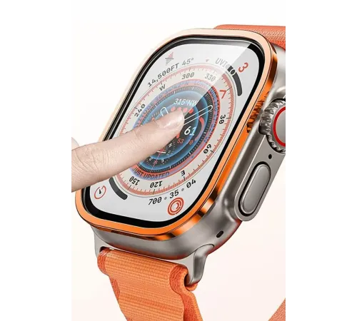 Apple Watch Ultra 49mm Alüminyum Kasa Cam Ekran Koruyucu - Turuncu