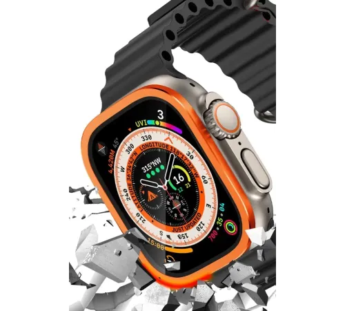 Apple Watch Ultra 49mm Alüminyum Kasa Cam Ekran Koruyucu - Turuncu