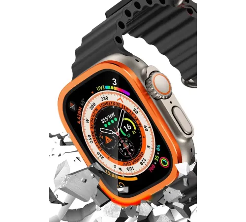 Apple Watch Ultra 49mm Alüminyum Kasa Cam Ekran Koruyucu - Turuncu