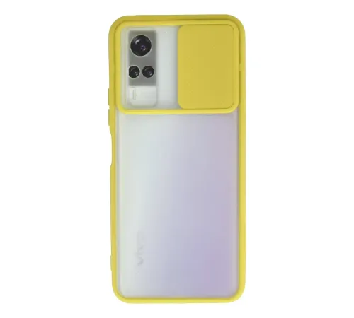 Vivo Y53S Kılıf Palm Buzlu Kamera Sürgülü Silikon - Sarı