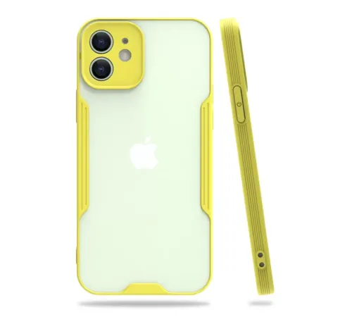 Apple iPhone 12 Kılıf Platin Silikon - Sarı
