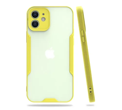 Apple iPhone 12 Kılıf Platin Silikon - Sarı