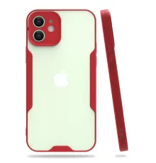 Apple iPhone 12 Kılıf Platin Silikon - Kırmızı