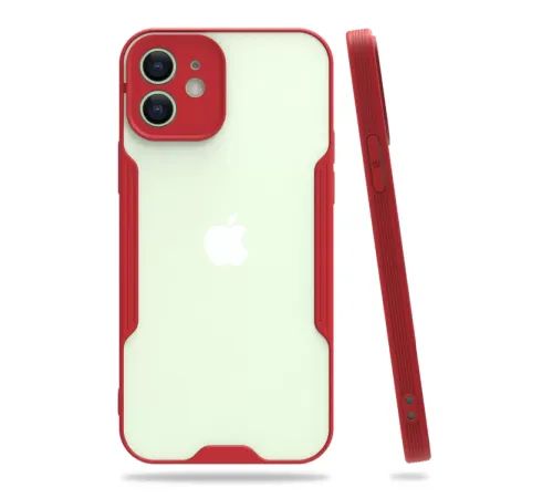 Apple iPhone 12 Kılıf Platin Silikon - Kırmızı