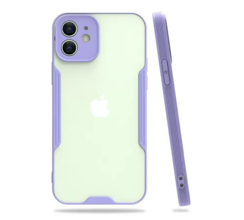 Apple iPhone 12 Kılıf Platin Silikon - Lila