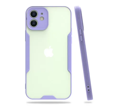 Apple iPhone 12 Kılıf Platin Silikon - Lila