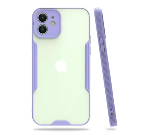 Apple iPhone 12 Kılıf Platin Silikon - Lila