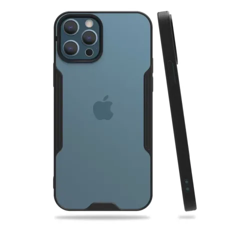 Apple iPhone 12 Pro Max Kılıf Platin Silikon - Siyah