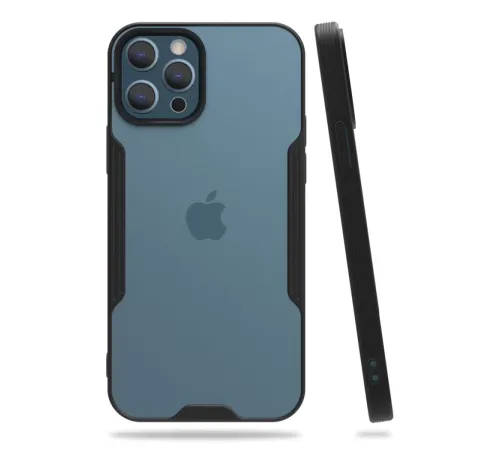 Apple iPhone 12 Pro Max Kılıf Platin Silikon - Siyah