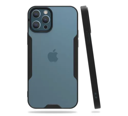 Apple iPhone 12 Pro Max Kılıf Platin Silikon - Siyah