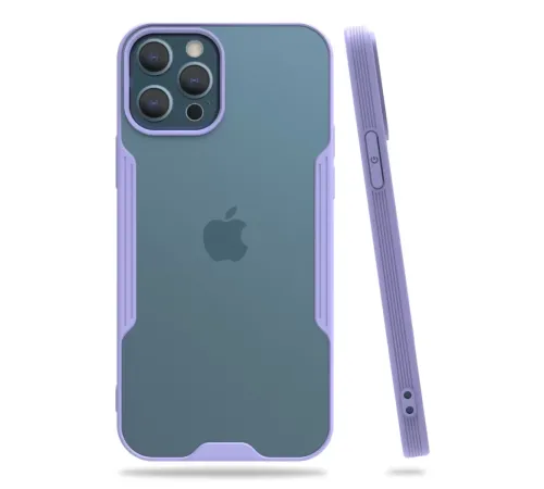 Apple iPhone 12 Pro Max Kılıf Platin Silikon - Lila